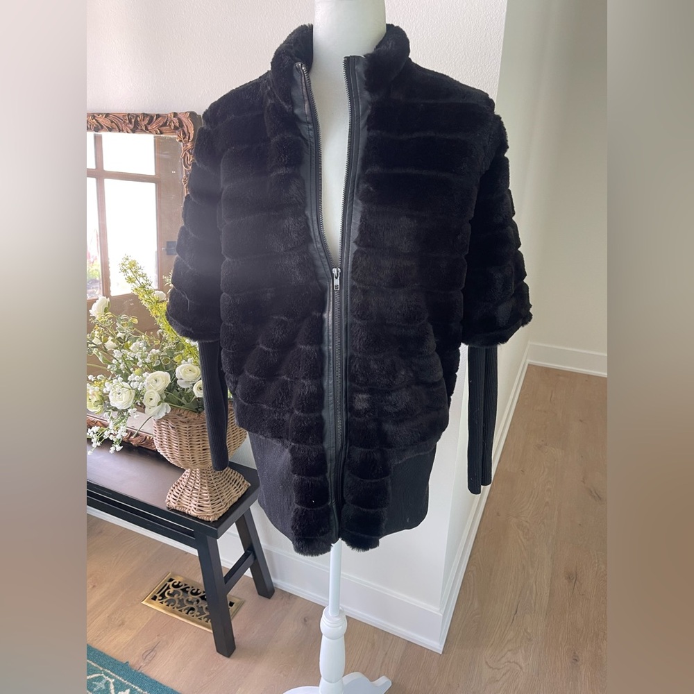 Elegant Black Faux Fur Jacket